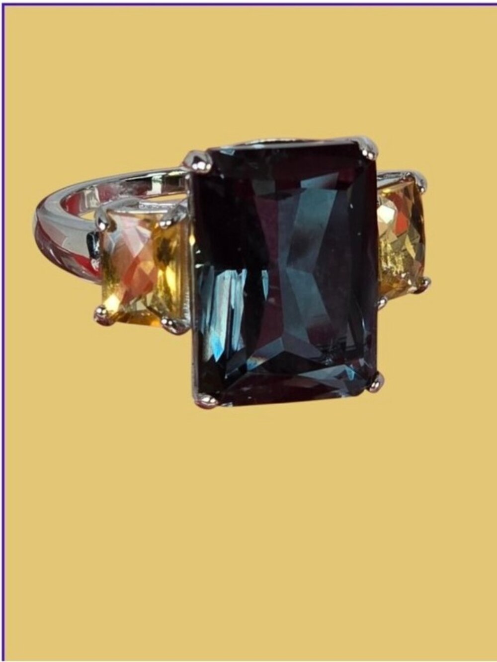 925 Sterling Silver Ring with Natural Color Changing Alexandrite D Quartz